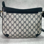 Gucci GG Shoulder Bag Navy Beige Leather Logo — view 3