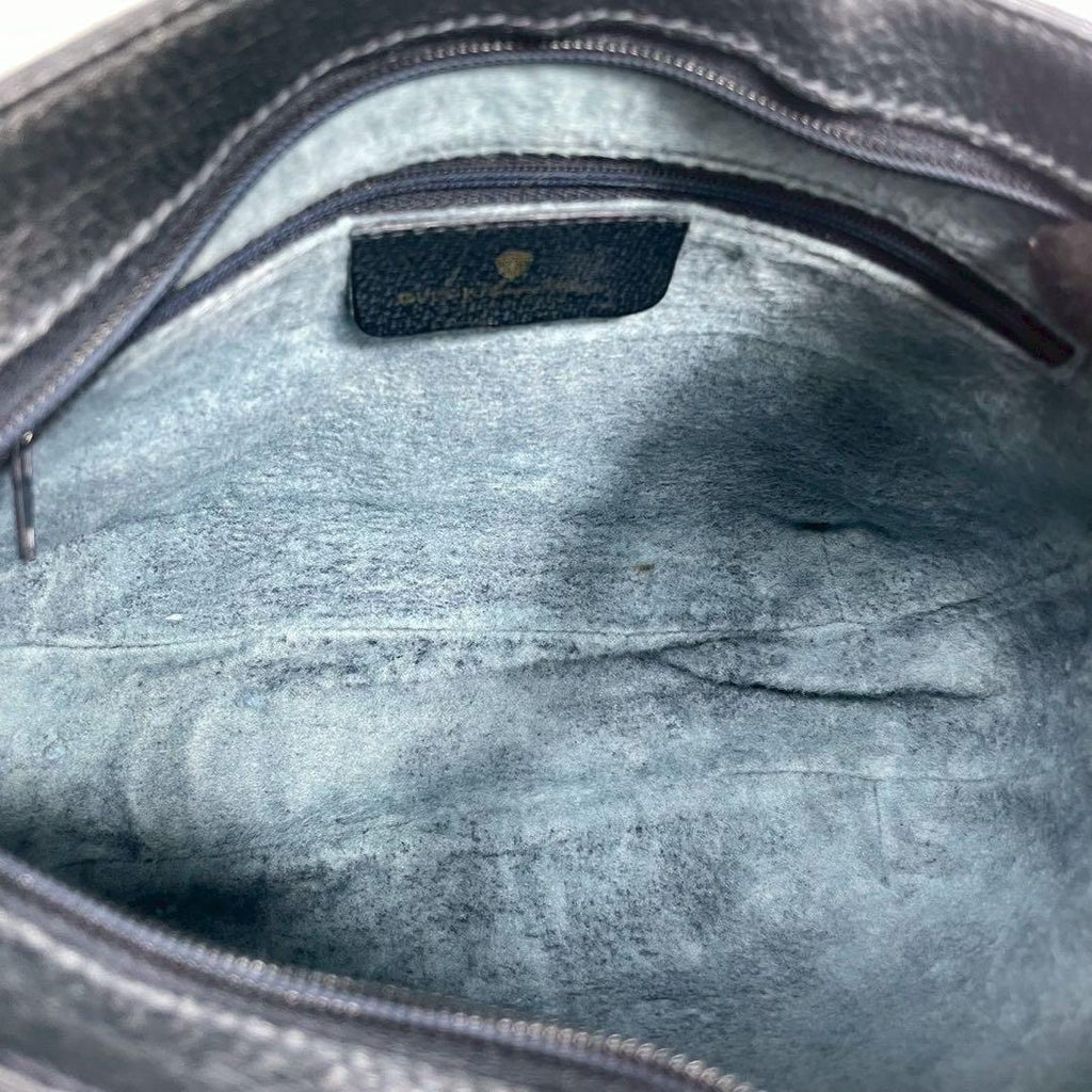 Gucci GG Shoulder Bag Navy Beige Leather Logo — view 5
