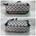 Gucci GG Shoulder Bag Navy Beige Leather Logo — view 8