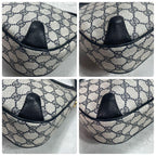 Gucci GG Shoulder Bag Navy Beige Leather Logo — view 9