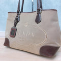 Prada Jacquard Canvas Tote Logo Brown