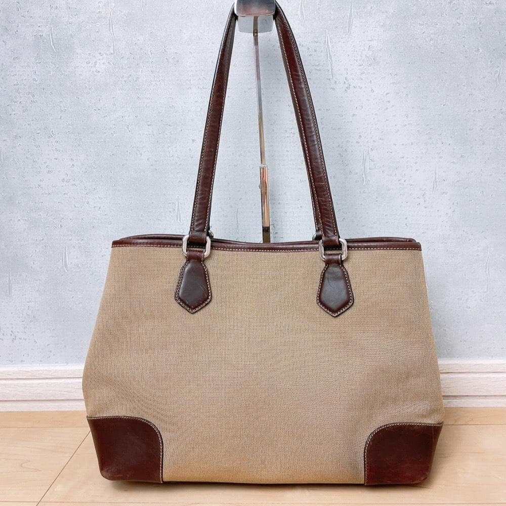 Prada Jacquard Canvas Tote Logo Brown — view 3