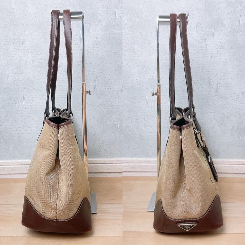 Prada Jacquard Canvas Tote Logo Brown — view 4