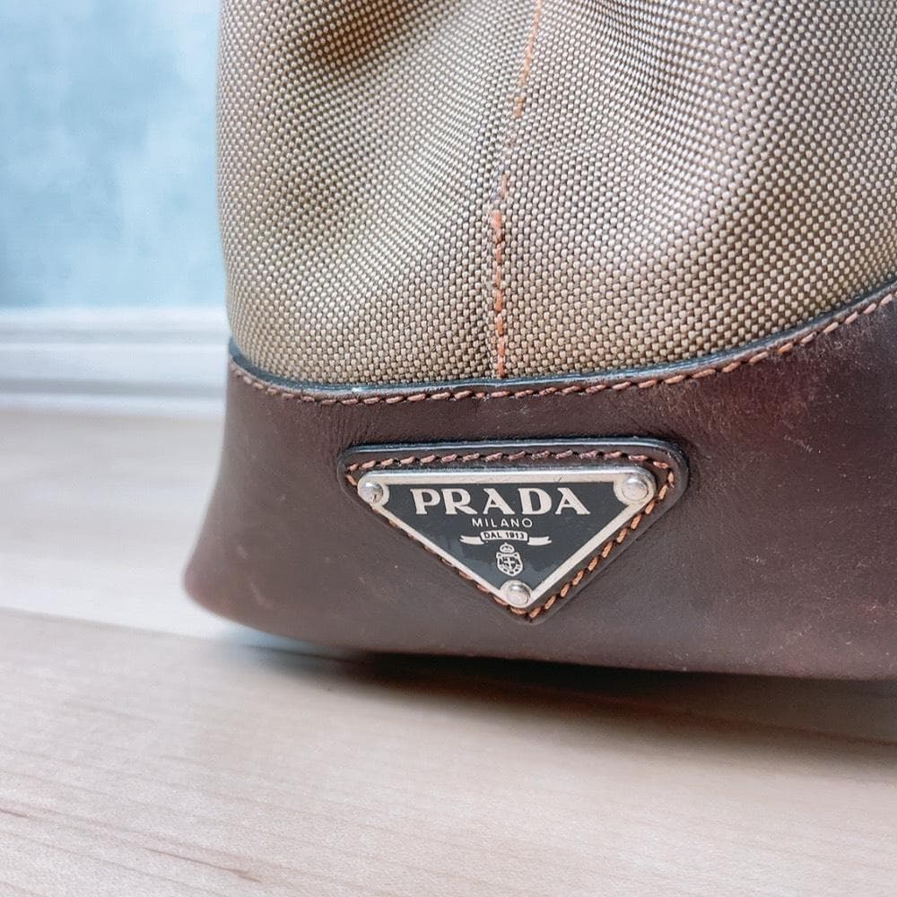 Prada Jacquard Canvas Tote Logo Brown — view 8