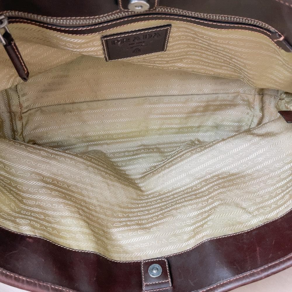 Prada Jacquard Canvas Tote Logo Brown — view 9