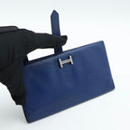 Hermes Bearn Classic Chevre Blue Wallet — view 2
