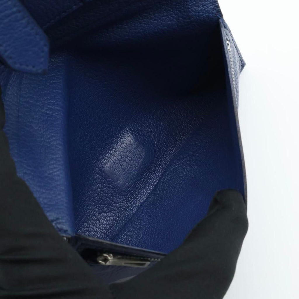 Hermes Bearn Classic Chevre Blue Wallet — view 4