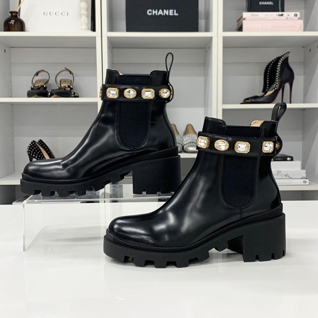 Gucci Double Leather Bijoux Belt Side Gore Short Boots — view 2