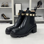 Gucci Double Leather Bijoux Belt Side Gore Short Boots — view 3