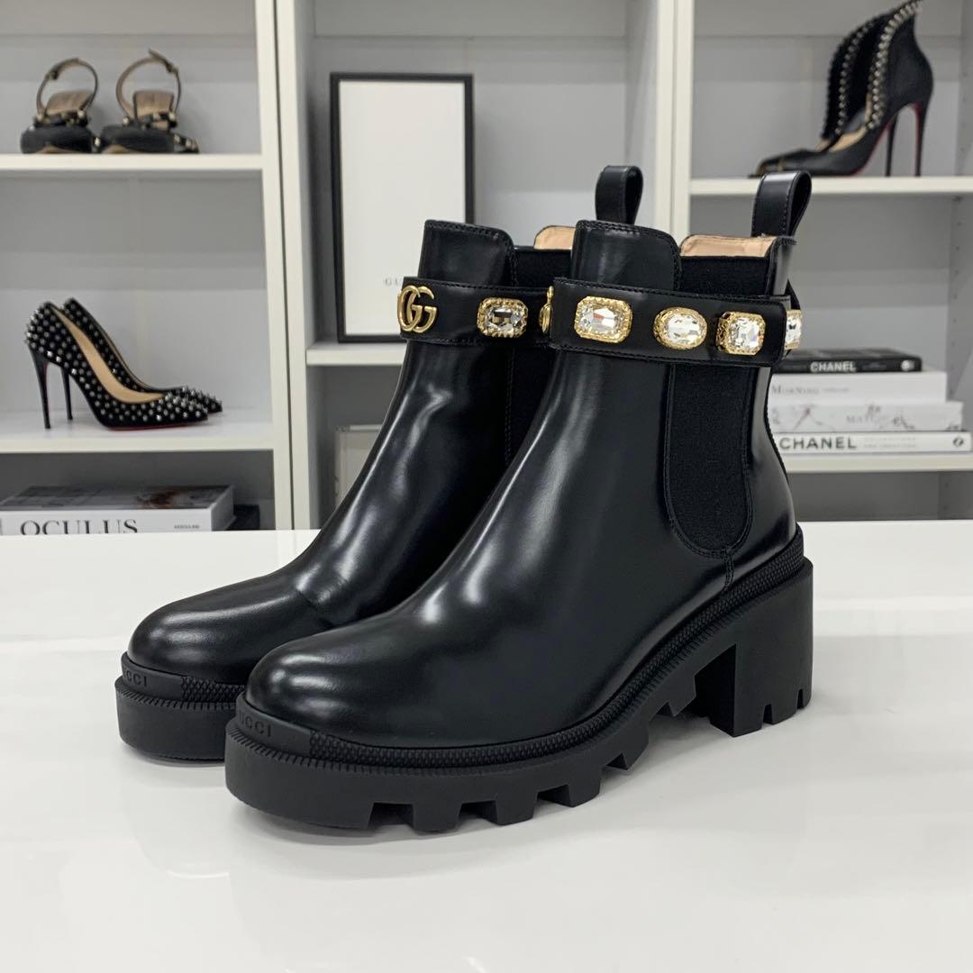 Gucci Double Leather Bijoux Belt Side Gore Short Boots — view 3