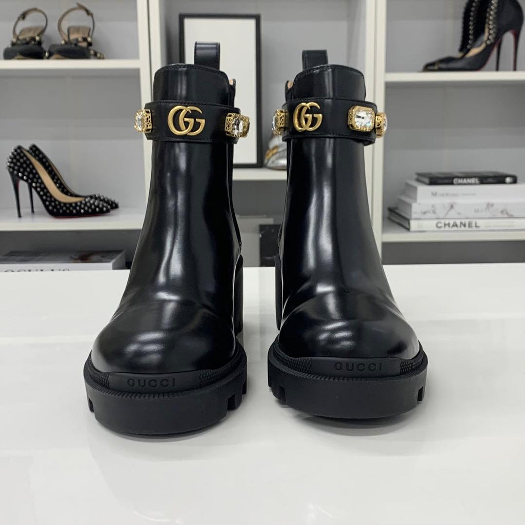 Gucci Double Leather Bijoux Belt Side Gore Short Boots — view 4