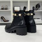 Gucci Double Leather Bijoux Belt Side Gore Short Boots — view 5