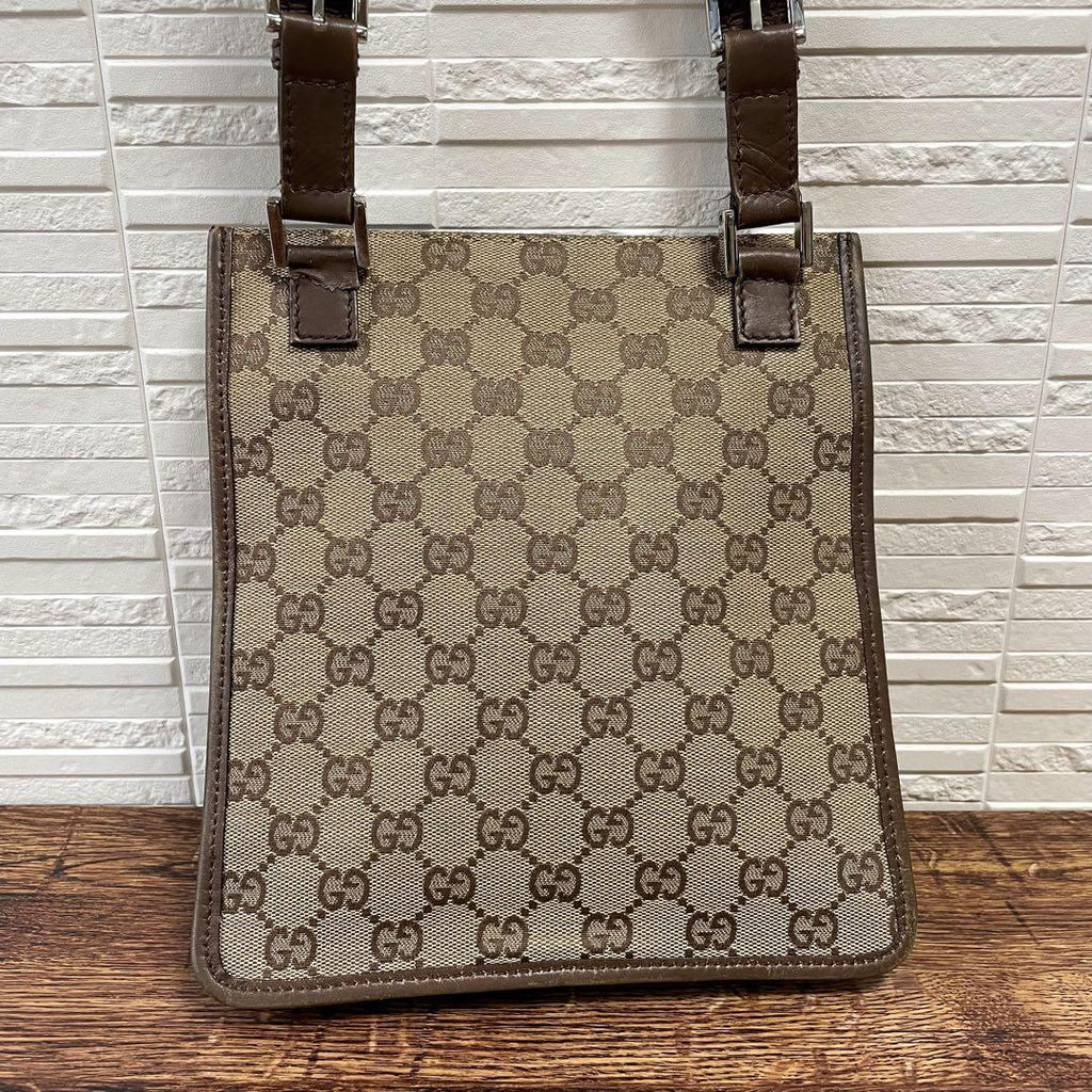 Gucci GG Canvas Leather Shoulder Bag Messenger Brown — view 3