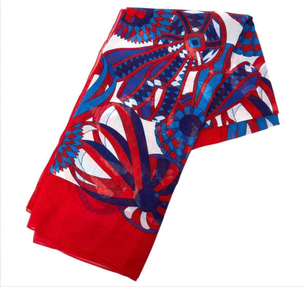 Hermes Ribbon Pattern Shawl Red Scarf — view 2
