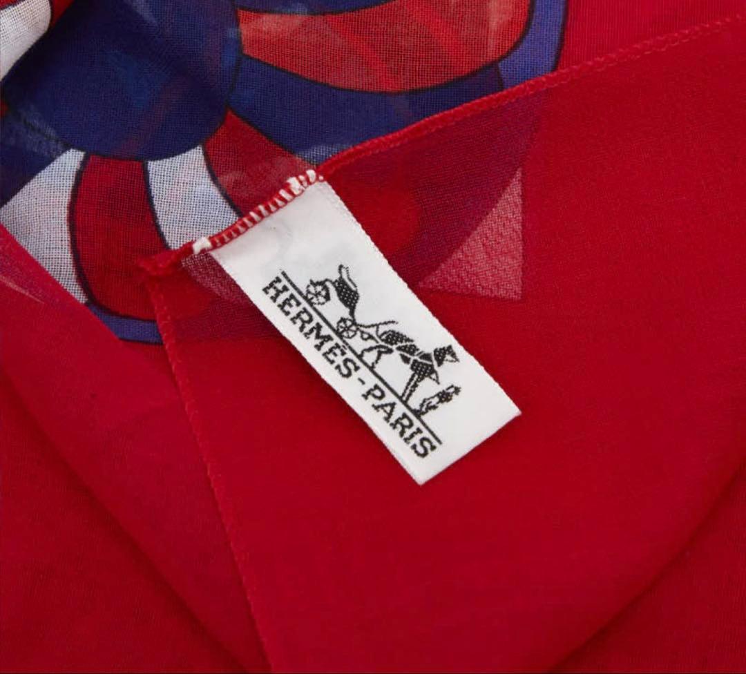 Hermes Ribbon Pattern Shawl Red Scarf — view 4
