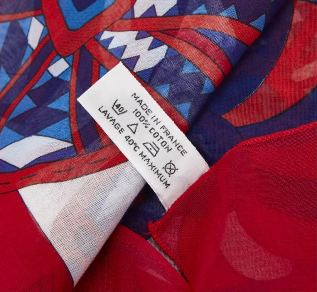 Hermes Ribbon Pattern Shawl Red Scarf — view 5