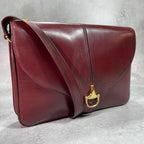 Gucci Shoulder Bag Horsebit Bordeaux Leather