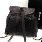 Chanel Quilted Backpack Black Lambskin Brown — view 2