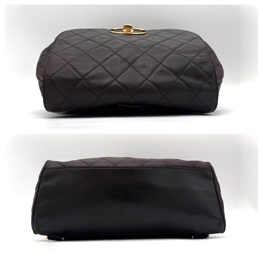 Chanel Quilted Backpack Black Lambskin Brown — view 6