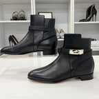 Hermes Neo Leather Kelly Hardware Short Boots Black — view 2