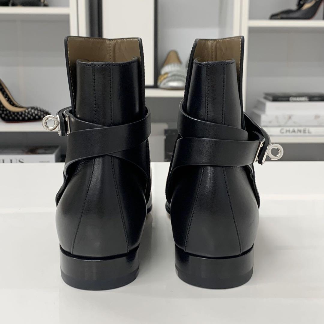 Hermes Neo Leather Kelly Hardware Short Boots Black — view 7