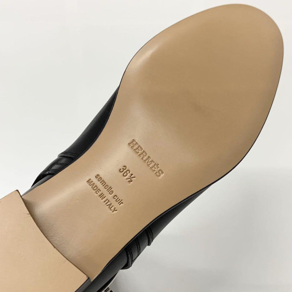 Hermes Neo Leather Kelly Hardware Short Boots Black — view 9