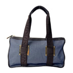 Fendi Zucca Denim Boston Bag Blue Brown — view 2