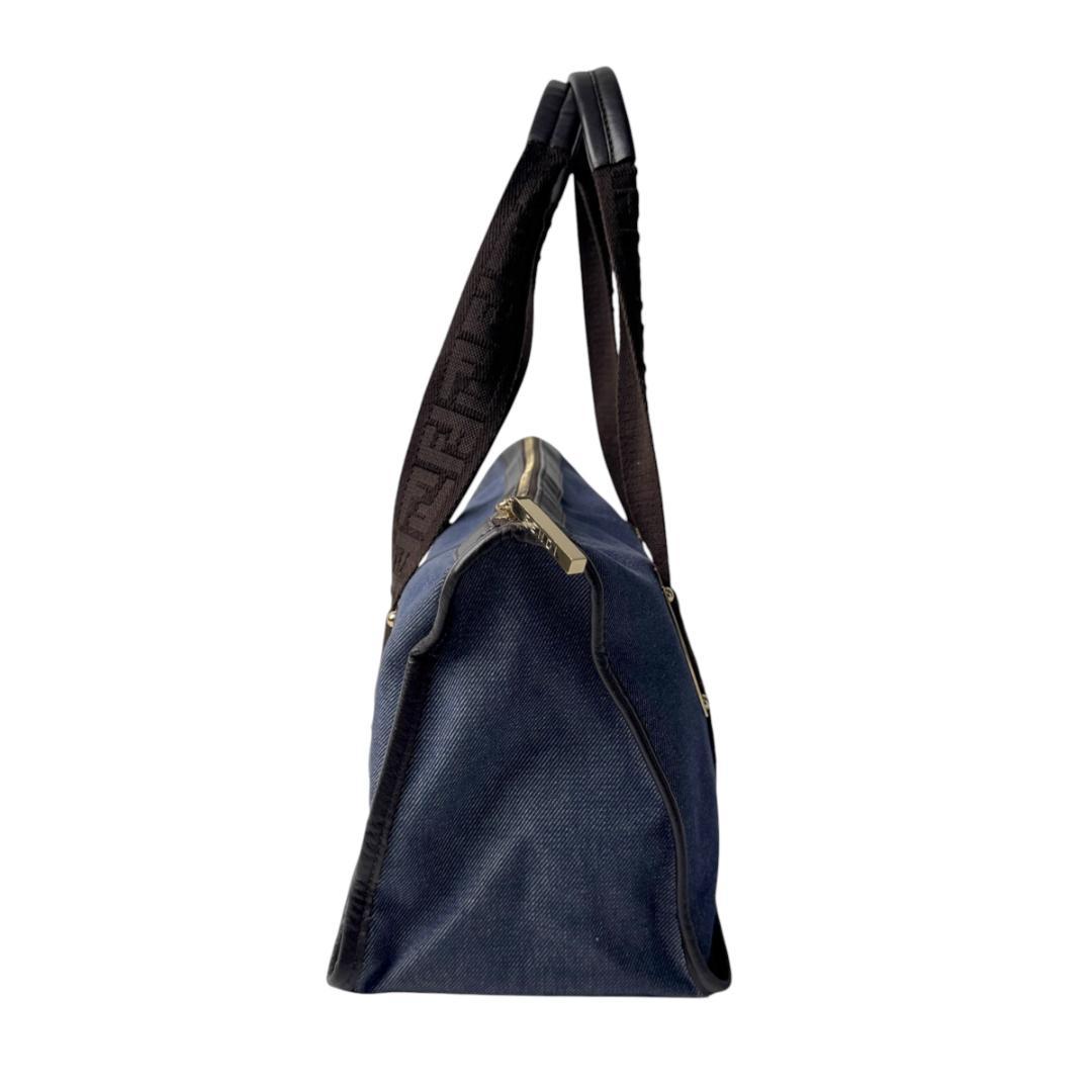 Fendi Zucca Denim Boston Bag Blue Brown — view 5