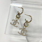 Chanel Earrings CC Logo Crystal Rhinestone Gold — view 2