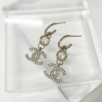 Chanel Earrings CC Logo Crystal Rhinestone Gold — view 3