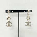 Chanel Earrings CC Logo Crystal Rhinestone Gold — view 8