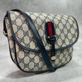 Gucci GG Sherry Line Shoulder Bag Navy Leather