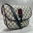 Gucci GG Sherry Line Shoulder Bag Navy Leather