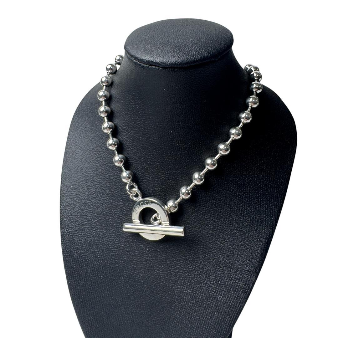 Gucci Polished Ball Chain Necklace 925 Sterling Silver