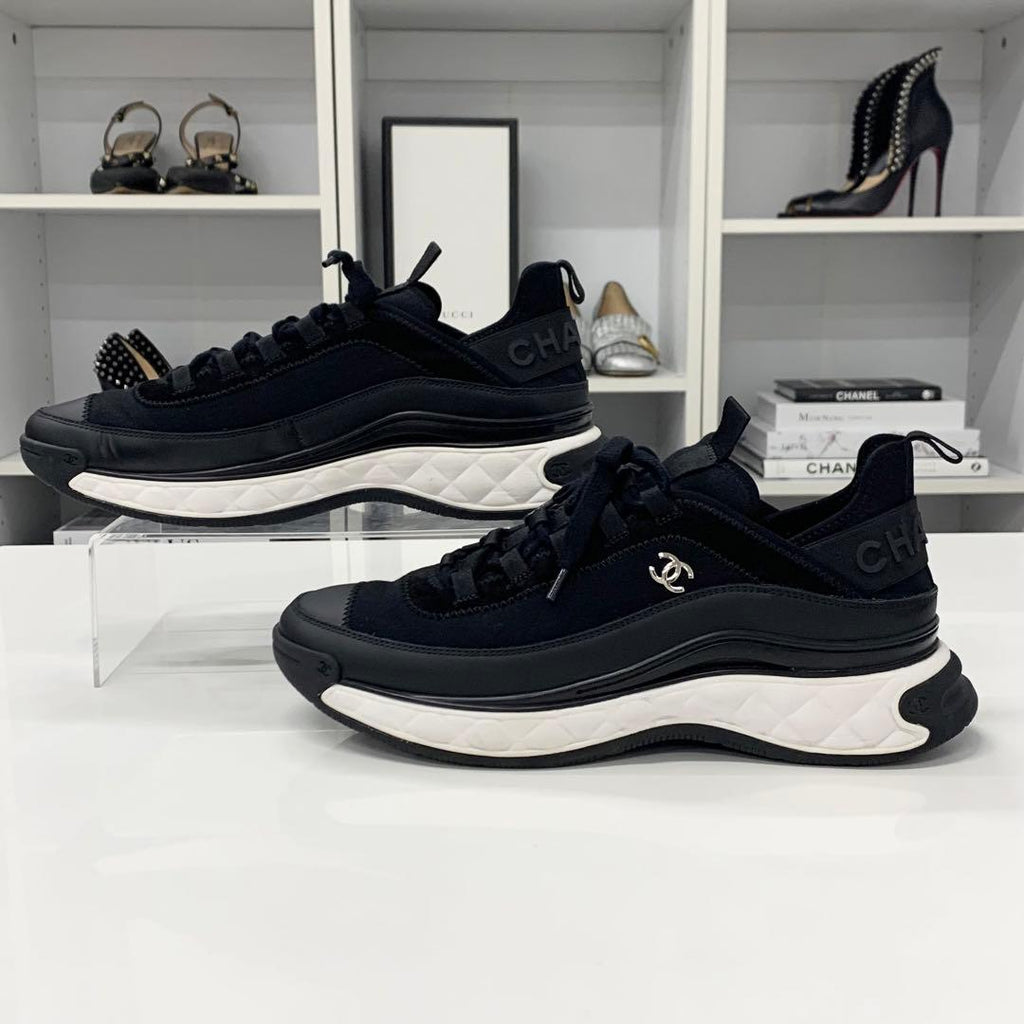Chanel CC Logo Fabric Leather Suede Sneakers — view 2