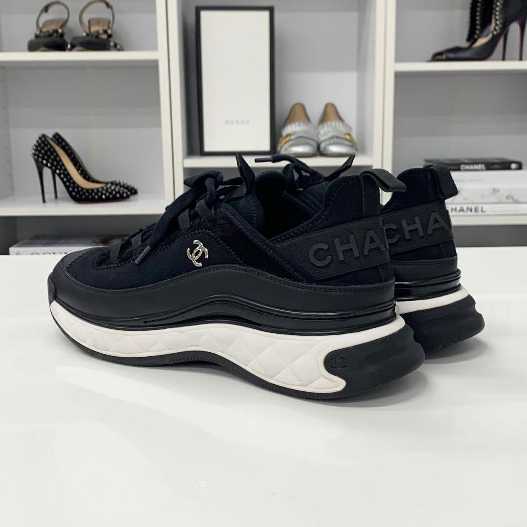 Chanel CC Logo Fabric Leather Suede Sneakers — view 5