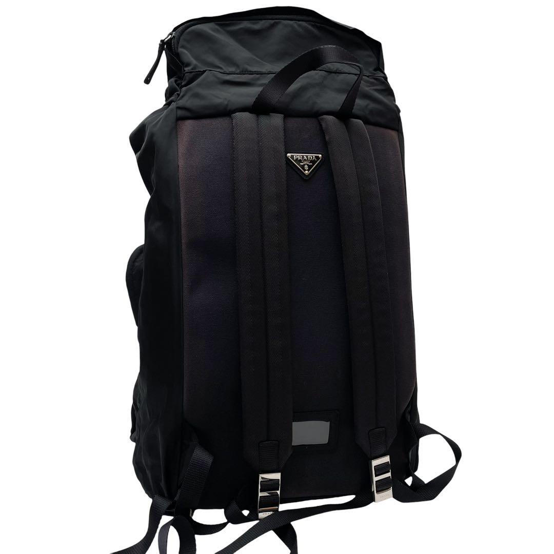 Prada Nylon Triangular Plate Logo Backpack Black — view 2