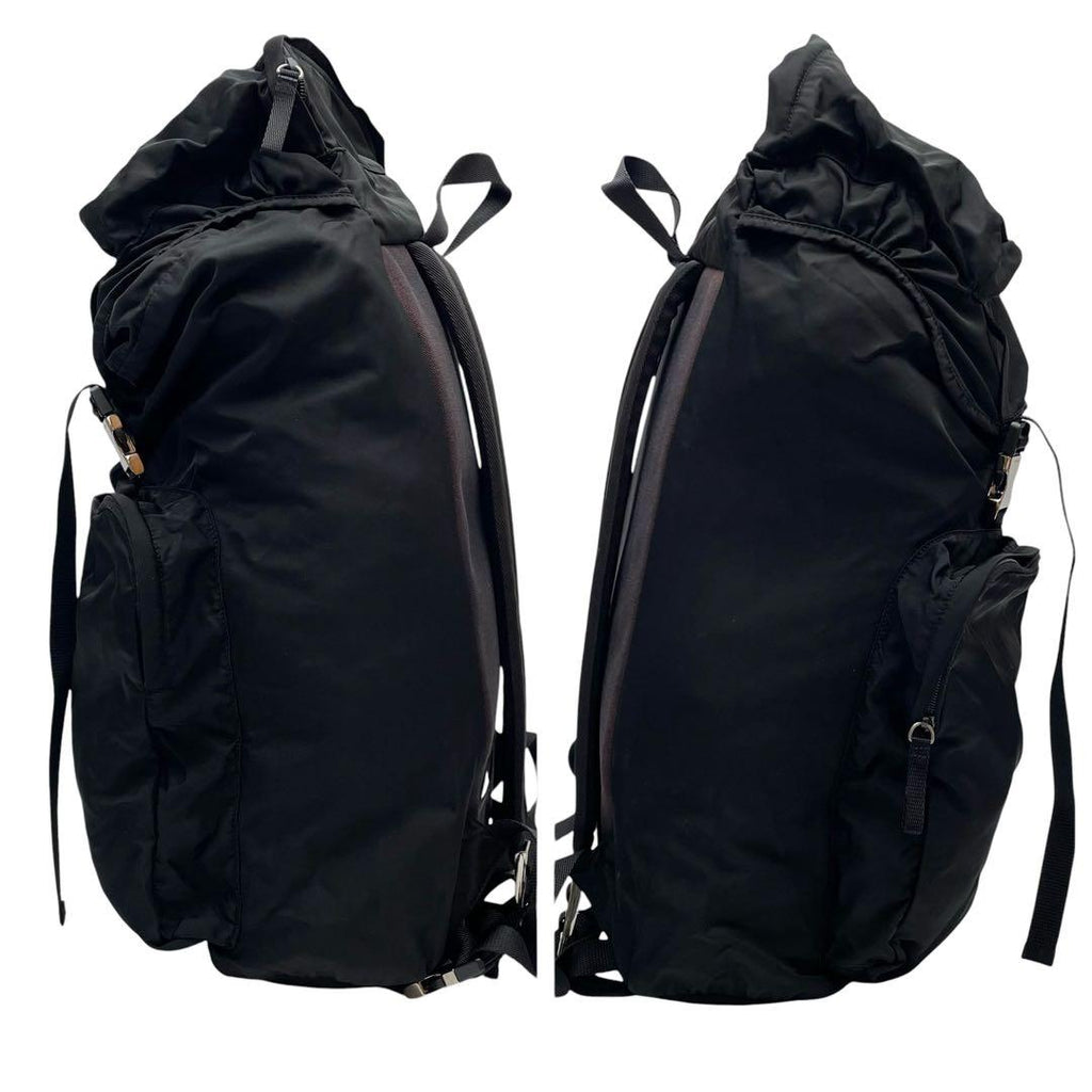 Prada Nylon Triangular Plate Logo Backpack Black — view 3