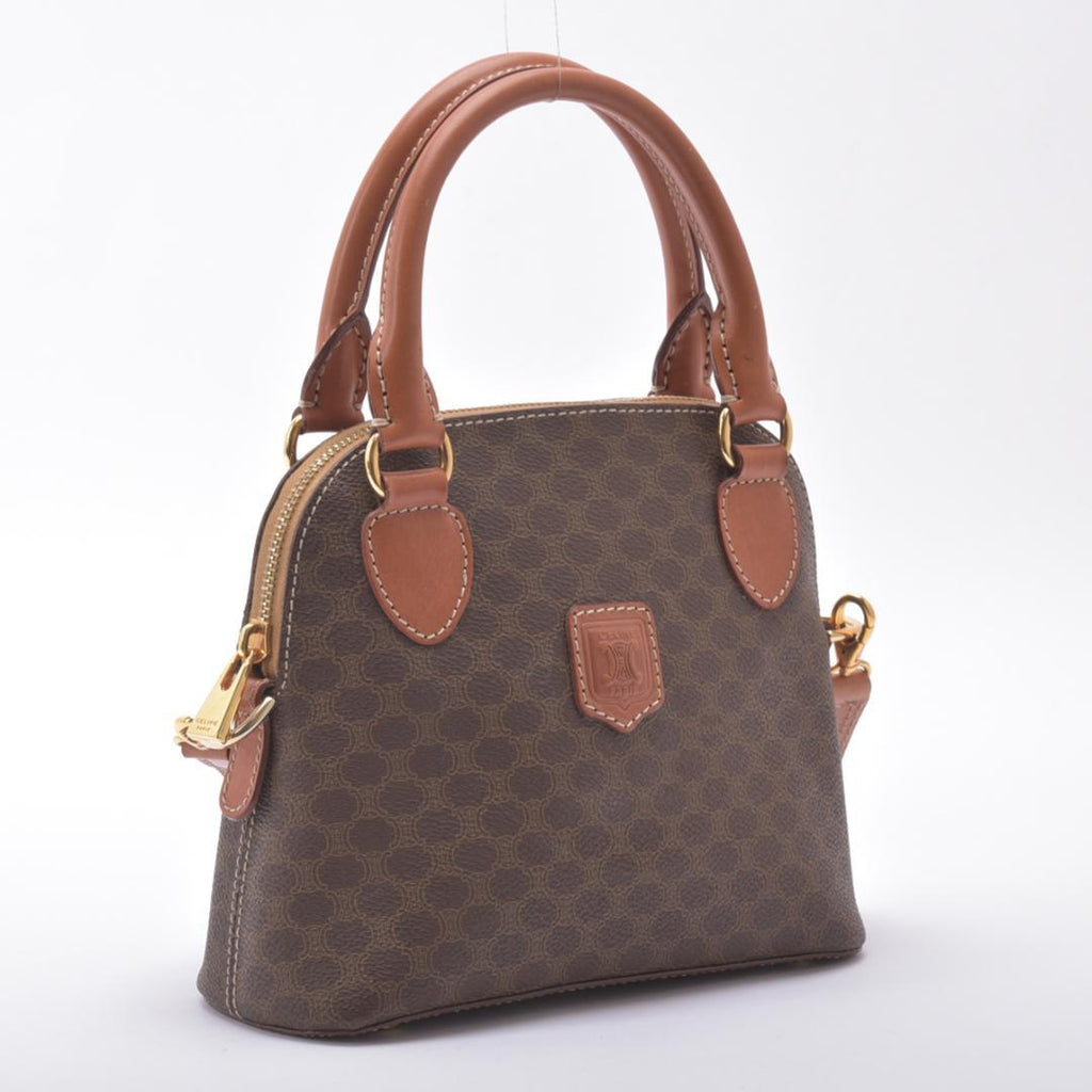 Celine Macadam Pattern 2-Way Handbag Leather Brown — view 2