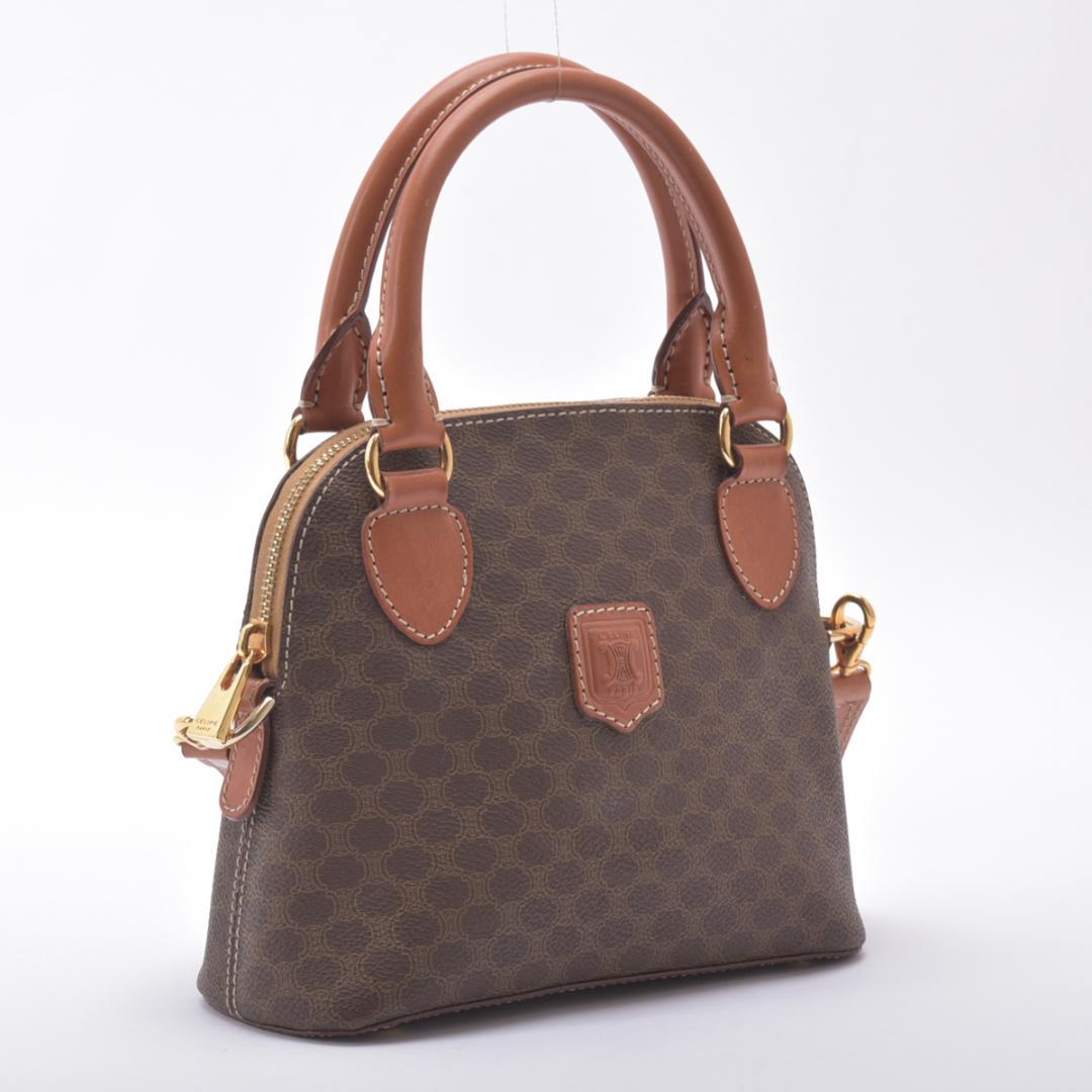 Celine Macadam Pattern 2-Way Handbag Leather Brown — view 2