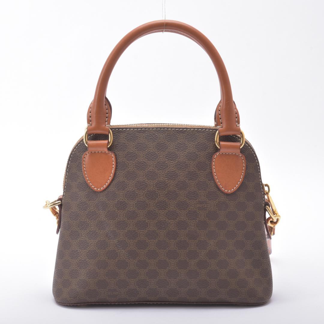 Celine Macadam Pattern 2-Way Handbag Leather Brown — view 3