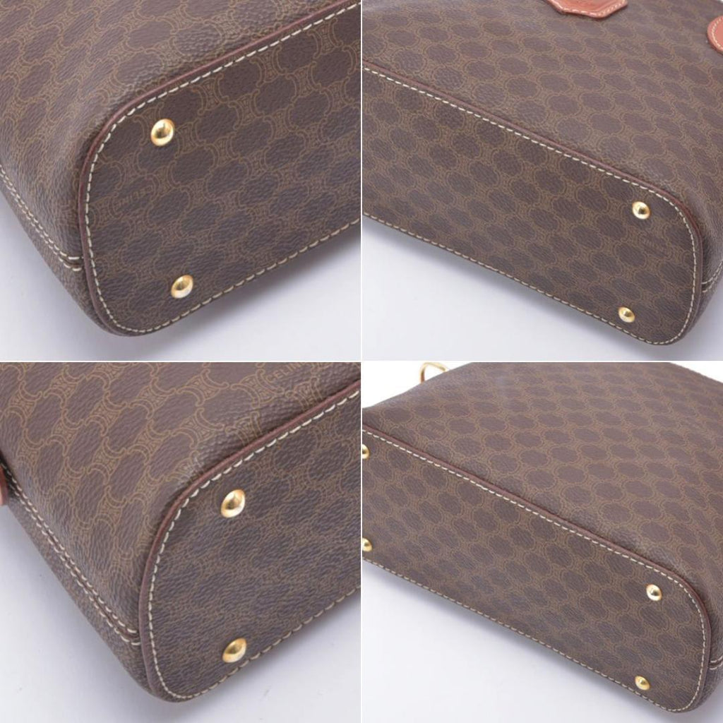 Celine Macadam Pattern 2-Way Handbag Leather Brown — view 9