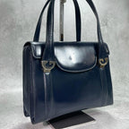 Gucci Handbag Navy Leather Gold