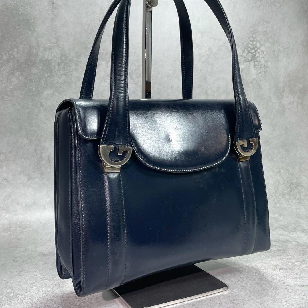 Gucci Handbag Navy Leather Gold