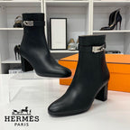 Hermes Saint Germain Kelly Leather Short Boots Black