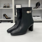 Hermes Saint Germain Kelly Leather Short Boots Black — view 3
