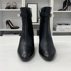 Hermes Saint Germain Kelly Leather Short Boots Black — view 4
