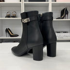 Hermes Saint Germain Kelly Leather Short Boots Black — view 5
