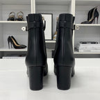 Hermes Saint Germain Kelly Leather Short Boots Black — view 6