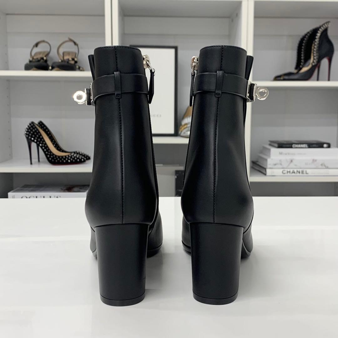 Hermes Saint Germain Kelly Leather Short Boots Black — view 6